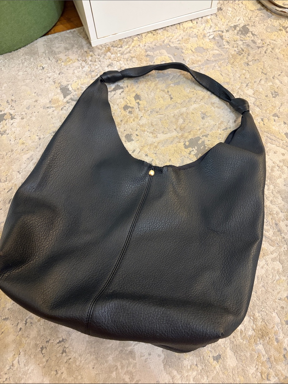 Anthropologie Black Leather Hobo Shoulder Bag